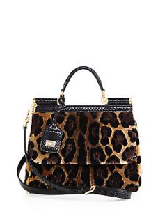 Dolce & Gabbana Miss Sicily Leopard Print Velvet Satchel   Leopard