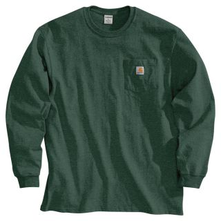 Carhartt Workwear Long Sleeve Pocket T Shirt   Hunter Green, 3XL, Tall Style,