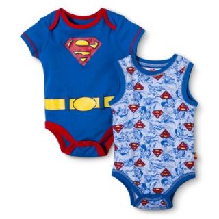 Superman Newborn Boys 2 Pack Superman Bodysuit   Blue 3 6 M
