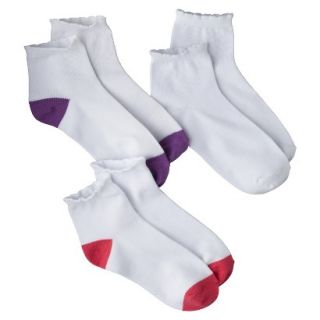 Circo Girls 3 Pack Ruffled Ankle Socks   White 3 10