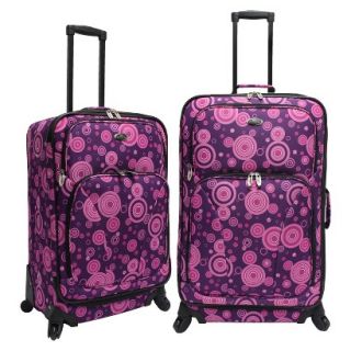 U.S. Traveler 2 Piece Polk Dot Fashion Spinner Luggage Set (Purple)