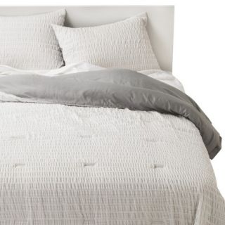 Room Essentials Printed X Seersucker Comforter Set   Silver Gray (King)