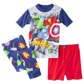 Avengers Boys 3 Piece Short Sleeve Pajama Set   Blue 4