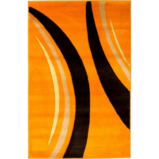 Hand carved Waves And Lines Contemporary Orange/ Brown Area Rug (710 X 910)