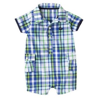 Just One YouMade by Carters Newborn Boys Plaid Romper   Boat Blue/White 9 M