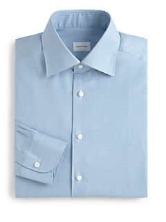 Ermenegildo Zegna Printed Cotton Dress Shirt   Blue