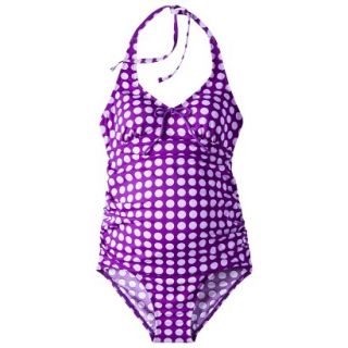 Womens Maternity Halter One Piece Swimsuit   Amethyst/White XS