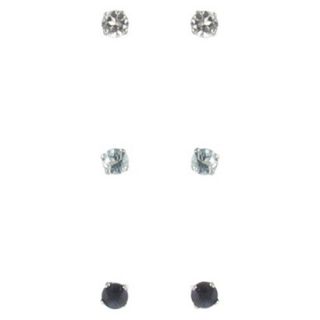 Sterling Silver Boxed Trio Gemstone Stud Earrings   Multicolor