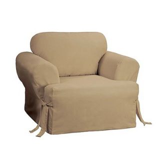 Sure Fit Cotton Duck T Cushion Chair Slipcover   Linen