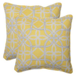 Outdoor 2 Piece Square Throw Pillow Set   Yellow/Gray Keene