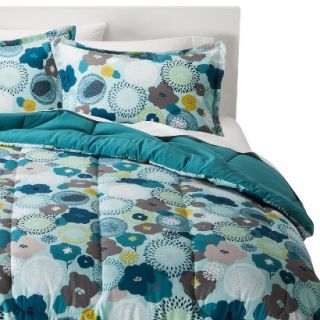 Room Essentials Reversible Floral Comforter   Turquoise (Twin Extra Long)
