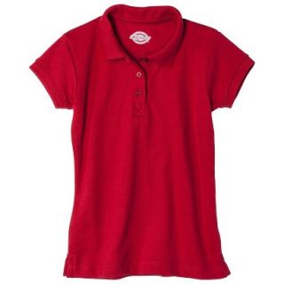 Dickies Girls School Uniform Short Sleeve Interlock Polo   Red 14/16