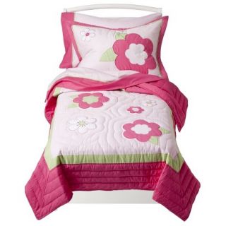 Pink and Green Flower 5pc. Toddler Bedding Set