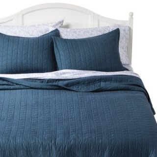 Threshold Vintage Washed Solid Quilt   Blue (King)