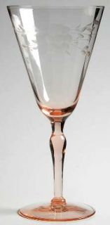 Unknown Crystal Unk8847 Water Goblet   Pink,Gray Cut Floral Circles,Optic