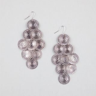 Round Sunburst Chandelier Earrings Silver One Size For Women 238906140
