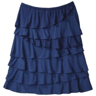Merona Womens Knit Ruffle Skirt   Waterloo Blue   XXL