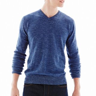 ARIZONA V Neck Cotton Sweater, Blue, Mens