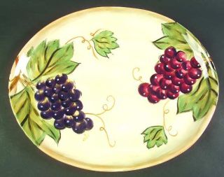 Tabletops Unlimited Napa (No Words, Grapes) 16 Oval Serving Platter, Fine China
