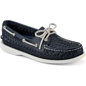 Sperry Top Sider Womens Authentic Original 2 Eye Navy Woven Shoes, Size 10 M   9265737