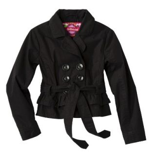 Dollhouse Infant Toddler Girls Ruffled Trench Coat   Black 2T