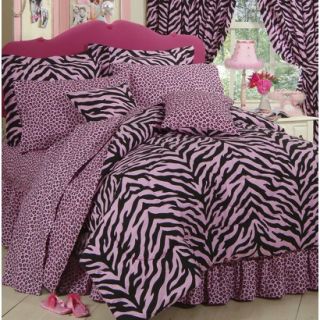 Zebra Print Bed in a Bag   Pink/Black Queen