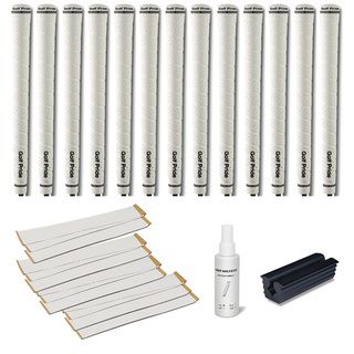 Golf Pride Tour Wrap 2g Midsize White   13pc Grip Kit (with Tape, Solvent, Vise Clamp)
