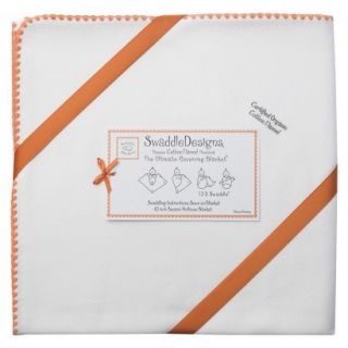 Swaddle Designs Organic Ultimate Receiving Blanket   Ivory with Orange Trim