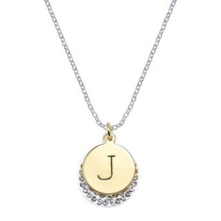 Silver Plated Necklace Charm with Initial J   Clear