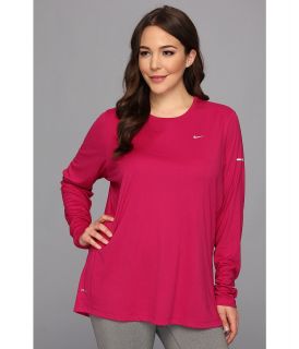 Nike Extended Size L/S Miler Womens Workout (Pink)