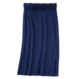 Merona Womens Plus Size Ruched Waist Knit Maxi Skirt   Blue 4