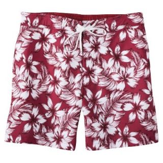 Merona Mens 7 Red Floral Boardshort   XL