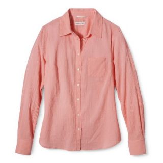 Merona Womens Favorite Button Down Gauze Shirt   Moxie Peach   XXL