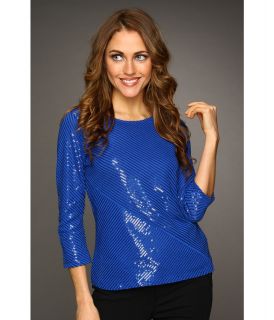 Calvin Klein Bias Sequin Top Womens T Shirt (Blue)