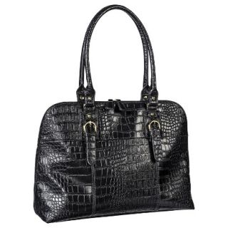 Merona Croc Textured Work Tote Handbag   Black