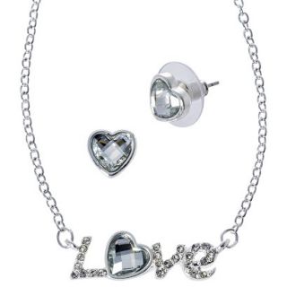 Lonna & Lilly Love Necklace and Earring Set with Stone   Silver/Clear