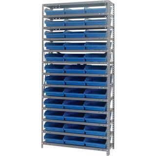 Quantum Storage 36 Bin Shelf Unit   12 Inch x 36 Inch x 75 Inch Rack Size, Blue