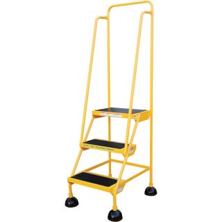 Vestil Commercial Rolling Ladder   Spring Loaded, 3 Steps, 300 Lb. Capacity,