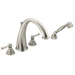 Moen Antique Nickel Double handle High Arc Roman Tub Faucet With Hand Shower