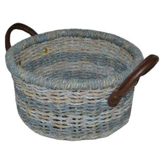 Threshold Seagrass Small Round Basket   Antique Blue