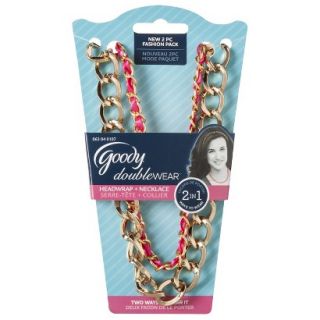 Goody Double Wear 2 in 1 Gold Chain Link with Pink Ribbon Headband and Necklace