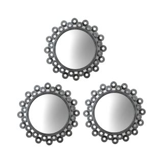 Set of 3 Double Cog Round Wall Mirrors