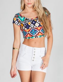 Ethnic Print Womens Crop Top Multi In Sizes Medium, Small, Large For