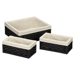 3 Pc Paper Rope Utility Baskets   Black