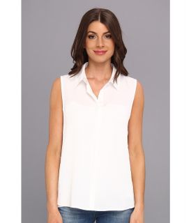 Calvin Klein Polyester S/L Top w/ Mesh Sides Womens Blouse (White)