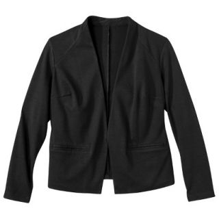 Merona Womens Plus Size Ponte Collarless Jacket   Black 2