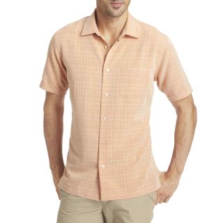 Van Heusen Short Sleeve Rayon Shirt, Orange, Mens