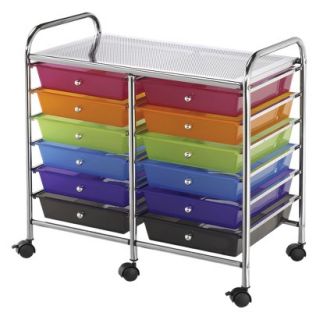 Storage Cart Double Wide Storage Cart with 12 Drawers   Multi Color