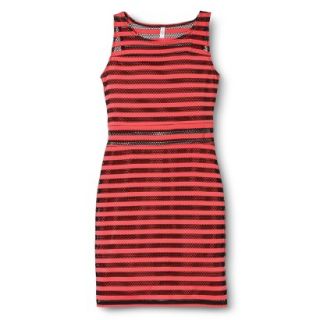 Xhilaration Juniors Striped Bodycon Dress   Coral L(11 13)