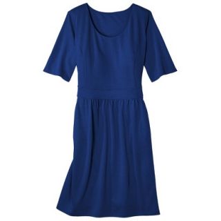 Merona Womens Plus Size Elbow Sleeve Ponte Dress   Blue 4